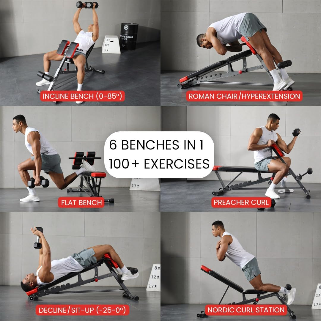 Transform Your Home Gym with the Finer Form Multi-Functional FID Weight Bench – The Ultimate Adjustable Bench for Full Body Workouts, Hyper Back Extensions, and Core Strength Training