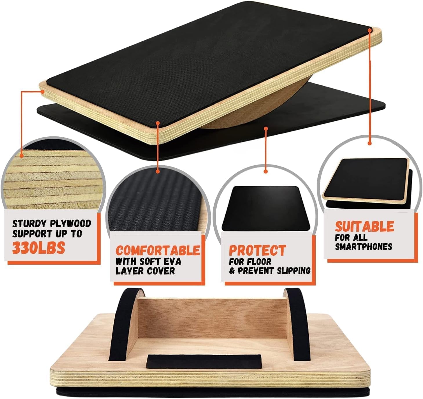 Elevate Your Fitness Game with the Professional Rocker Balance Board – Perfect for Leg Workouts and Core Strengthening!