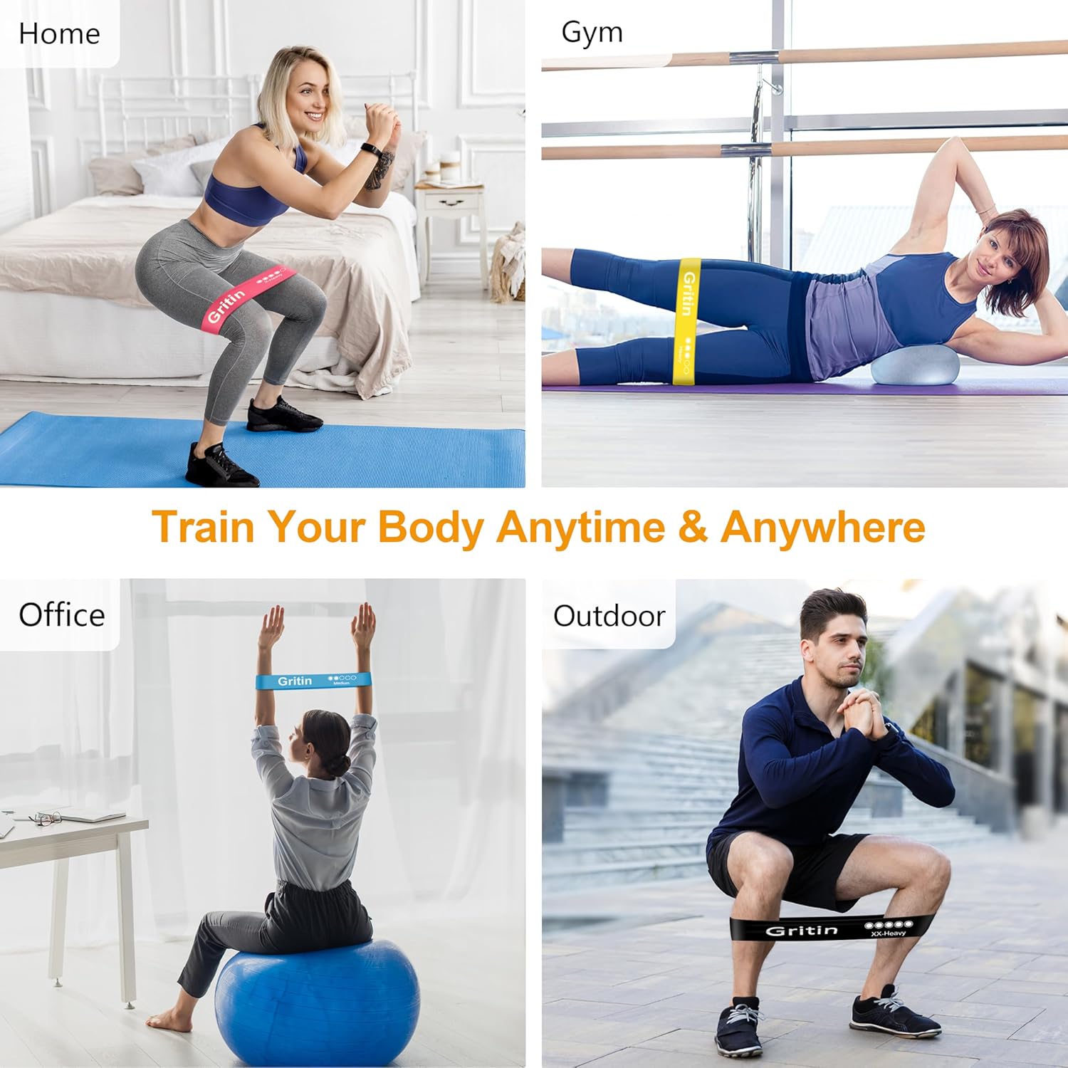 Premium Set of 5 Skin-Friendly Resistance Bands with Varying Strength Levels - Includes Travel Carrying Case - Perfect for Home, Gym, Yoga, and Training