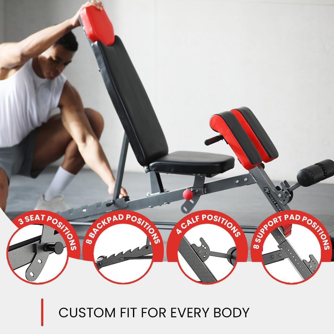 Transform Your Home Gym with the Finer Form Multi-Functional FID Weight Bench – The Ultimate Adjustable Bench for Full Body Workouts, Hyper Back Extensions, and Core Strength Training