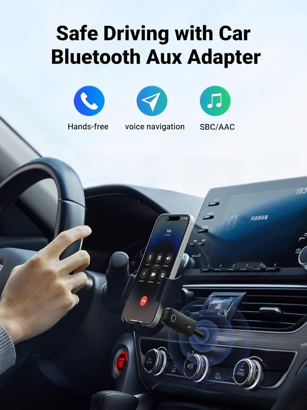 Bluetooth 5.0 Transmitter and Receiver for Car TV Airplane, 2 in 1 Wireless 3.5Mm Bluetooth Aux Adapter, Dual Devices Paired, Compatible with Car TV Airplane Home Stereo Headphones and More