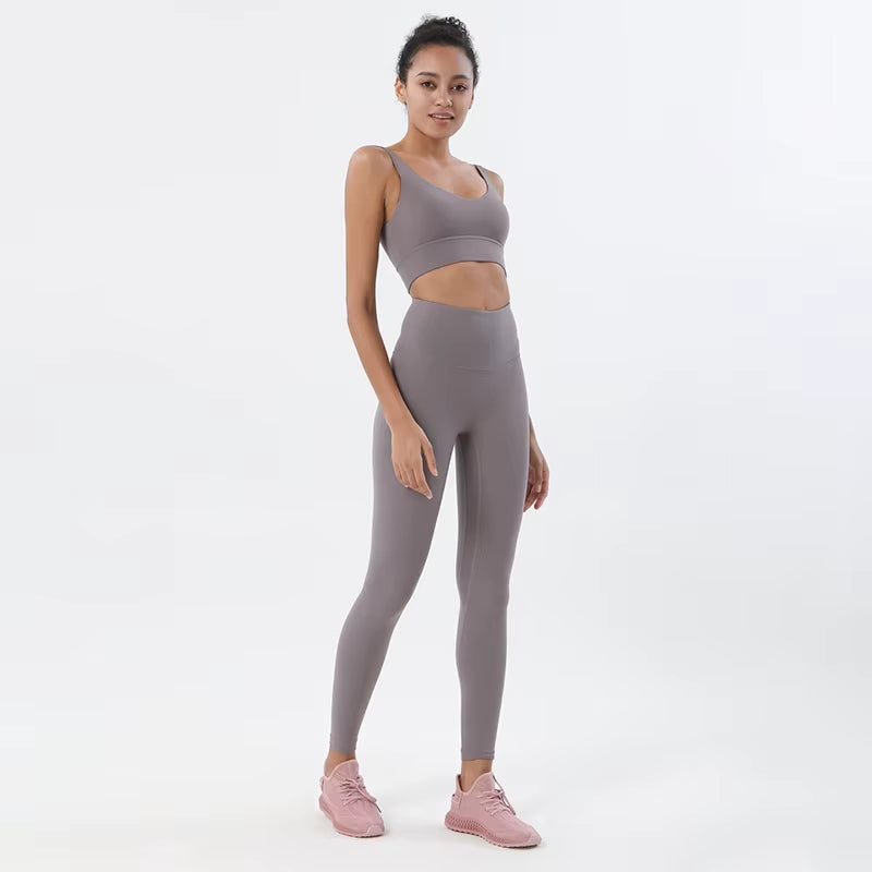 Nylon Tracksuits Women'S Yoga Set Sports Suit Gym Fitness Bra Leggings Women Lounge Wear Crop Tops Sexy 18 Colors